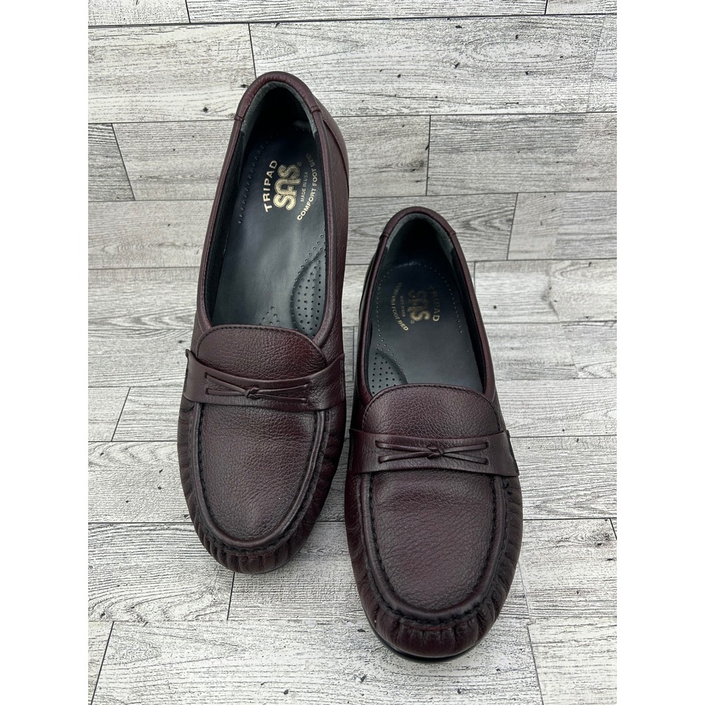 SAS Tripad Comfort Burgundy Leather Loafers Women‎ Sz 8M Made in USA Wedge Shoes